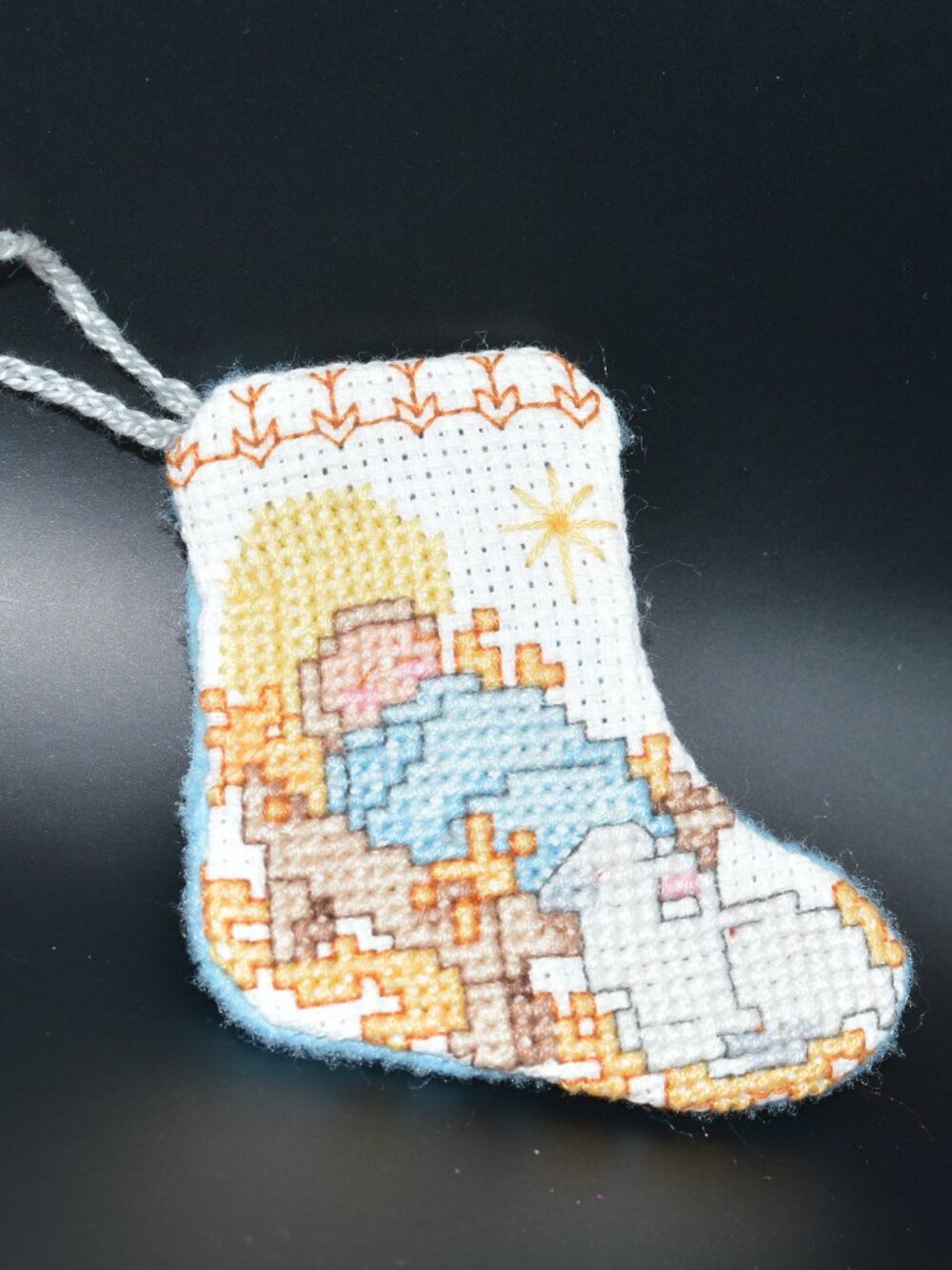 Cross Stitch Stocking Ornament – Baby Jesus